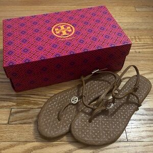tory burch women’s brown/tan sandals - size 7